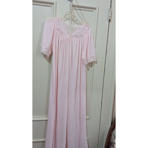 Vintage Shadowline Womens Pink Lace Nightgown size M USA-Made Sleepwear - Picture 5 of 9